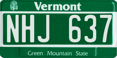 VT license plate NHJ637
