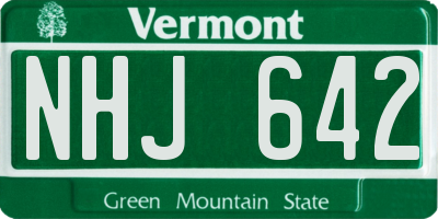 VT license plate NHJ642