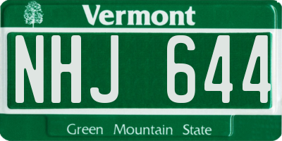 VT license plate NHJ644