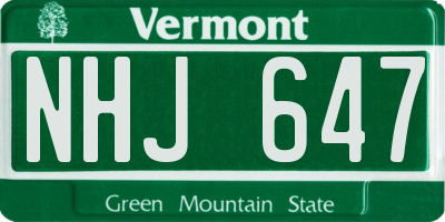 VT license plate NHJ647