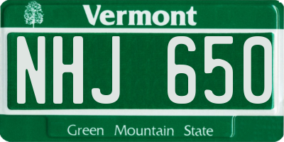 VT license plate NHJ650