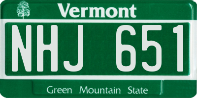 VT license plate NHJ651