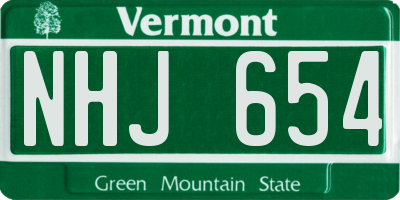 VT license plate NHJ654