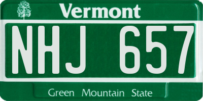 VT license plate NHJ657