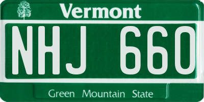 VT license plate NHJ660