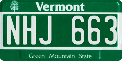 VT license plate NHJ663