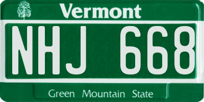 VT license plate NHJ668