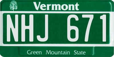 VT license plate NHJ671
