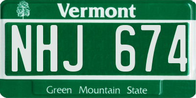 VT license plate NHJ674