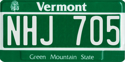 VT license plate NHJ705