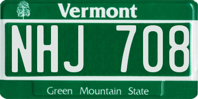 VT license plate NHJ708