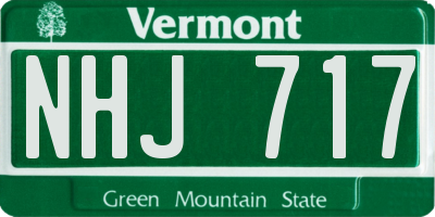 VT license plate NHJ717