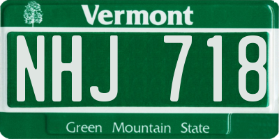 VT license plate NHJ718