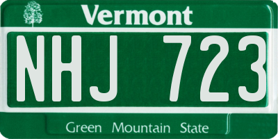 VT license plate NHJ723