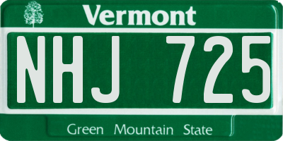 VT license plate NHJ725