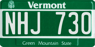 VT license plate NHJ730