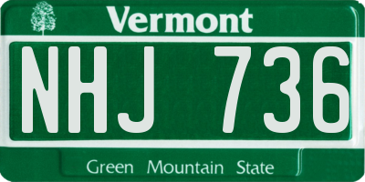 VT license plate NHJ736