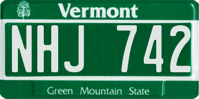 VT license plate NHJ742