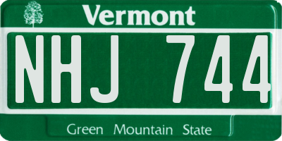 VT license plate NHJ744