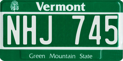 VT license plate NHJ745