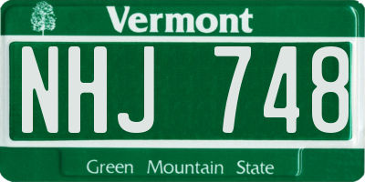 VT license plate NHJ748