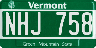 VT license plate NHJ758