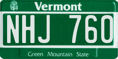 VT license plate NHJ760