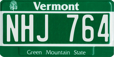 VT license plate NHJ764