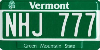 VT license plate NHJ777