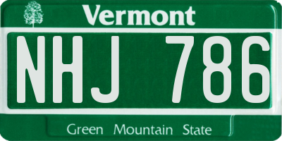 VT license plate NHJ786