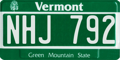 VT license plate NHJ792