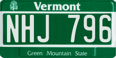 VT license plate NHJ796