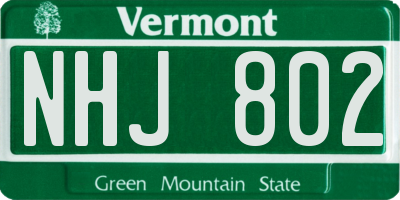 VT license plate NHJ802
