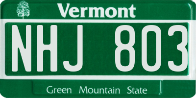 VT license plate NHJ803