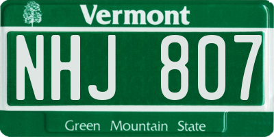 VT license plate NHJ807