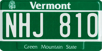 VT license plate NHJ810