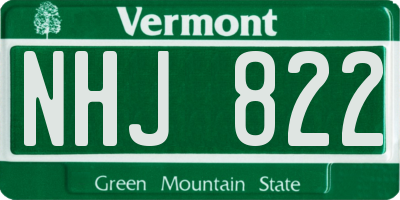 VT license plate NHJ822