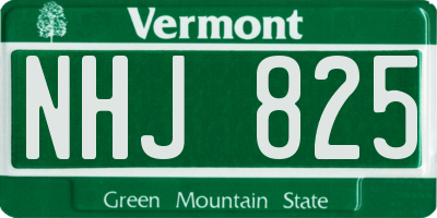 VT license plate NHJ825