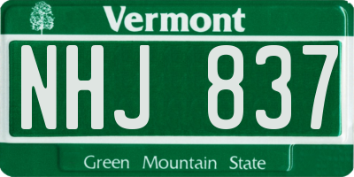 VT license plate NHJ837