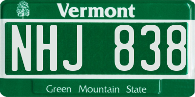 VT license plate NHJ838
