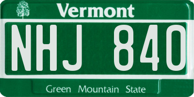 VT license plate NHJ840