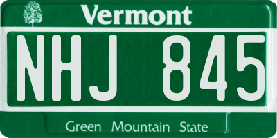 VT license plate NHJ845