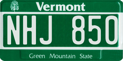 VT license plate NHJ850