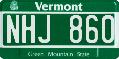 VT license plate NHJ860