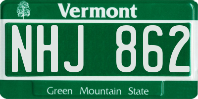 VT license plate NHJ862