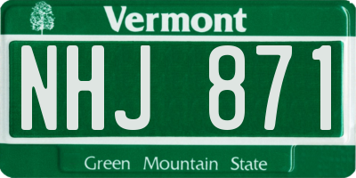 VT license plate NHJ871
