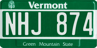 VT license plate NHJ874