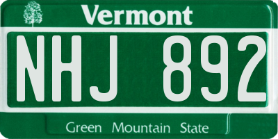 VT license plate NHJ892