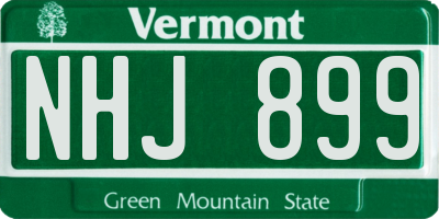 VT license plate NHJ899