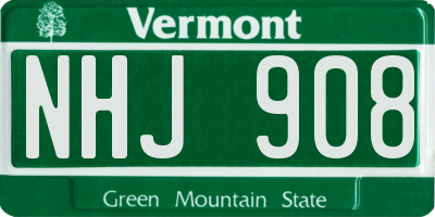 VT license plate NHJ908